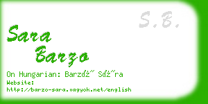 sara barzo business card